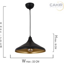 Çakır Aydınlatma Retro Sıvama Siyah Gold Sarkıt Tekli Avize