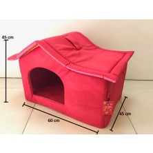 La Vista  Kedi Köpek Evi Yatağı Minder Kulübe Kırmızı 60X45X45