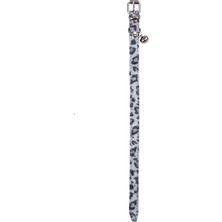 Pet Tag Art Gümüş Leopar Desenli Deri Kedi Köpek Boyun Tasması 30 cm