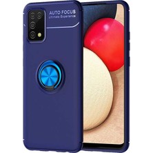 Tekno Grup Samsung Galaxy A02S Kılıf Ultra Korumalı Yüzüklü Manyetik Ravel Silikon + Tam Kaplayan 6d Nano Ekran Koruyucu Lacivert