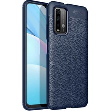 Tekno Grup Xiaomi Redmi Note 9 4g Kılıf Ultra Korumalı Deri Desenli Lüx Niss Silikon Kılıf + Nano Ekran Koruyucu Lacivert