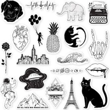 Tellgraf Siyah-Beyaz Laptop Sticker Seti