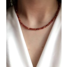 Serpil Jewellery Kahverengi 925 Ayar Gümüş  Akik Doğaltaş Kolye