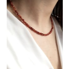 Serpil Jewellery Kahverengi 925 Ayar Gümüş  Akik Doğaltaş Kolye