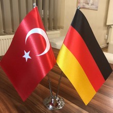Fors Bayrak Almanya - Türkiye Masa Bayrağı Krom Direkli İkili Bayrak