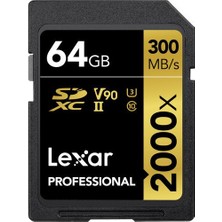 Lexar 64GB 2000X Sd Hafıza Kartı Uhs-Iı C10 V90 4K U3 (300MB/S)