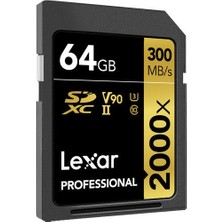 Lexar 64GB 2000X Sd Hafıza Kartı Uhs-Iı C10 V90 4K U3 (300MB/S)
