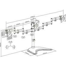 Digitus Ayaklı Üçlü Monitör Tutucusu 13-27", 3 x 8 kg (Maks.), Siyah