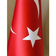 Fors Bayrak Türk Makam Bayrağı Seti Sarı Direkli Simli Saten Kumaş 225 cm