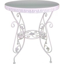 Naz Tasarım Ferforje Masa 60 Cm Çapında (3 Kişilik) Beyaz