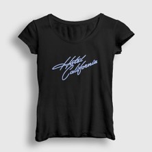Presmono Kadın Siyah Hotel California Eagles T-Shirt