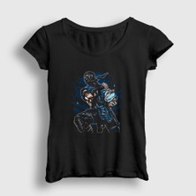 Presmono Kadın Siyah Sub Zero V4 Mortal Kombat T-Shirt