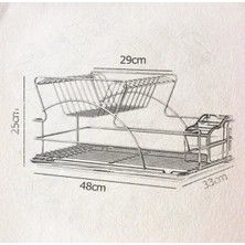 Geseus Home Iki Katlı Tabaklık Bulaşıklık Krom Şeffaf KB009