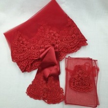 Hayaller Dükkanı Güpürlü Başörtüsü Eldiven Ve Bel Kemeri Takım Set Kına Gecesi