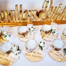 Hayaller Dükkanı 30 Adet Pleksi Isimli Mumlu Beyaz Süslü Kına Gecesi El Mumu