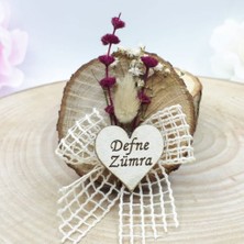 Hayaller Dükkanı 30 Adet Doğal Ağaç Dantel Süslü Kuru Çiçekli Nikah Şekeri
