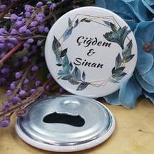 Hayaller Dükkanı 30 Adet Yeşil Çiçekli Açacak Magnet Söz Nişan Nikah Si Nikah Şekeri Metal 6 cm