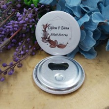 Hayaller Dükkanı 30 Adet Kahverengi Çiçekli Açacak Magnet Söz Nişan Nikah Si Nikah Şekeri Metal 6 cm