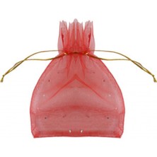 Hayaller Dükkanı Kese Taşlı Altın Ipli 12X14 cm Kırmızı PK:100