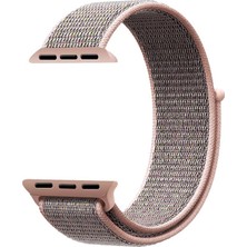 Smcase Apple Watch Uyumlu 1 2 3 4 5 40mm Kordon Kumaş Cırtcırtlı Kordon Bronz