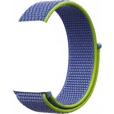 Smcase Apple Watch Uyumlu 40mm Kılıf Kumaş Cırtcırt Kordon Velcro Mavi