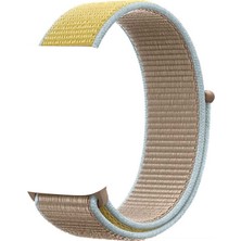 Smcase Apple Watch Uyumlu 42mm Kılıf Kumaş Cırtcırt Kordon Velcro Gold