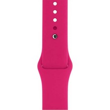 Smcase Apple Watch Uyumlu 44mm Kılıf Silikon Kordon Düz Renkl Koyu Pembe