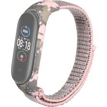 Smcase Xiaomi Mi Band 3 4 Kordon Kumaş Cırtcırt Kamuflaj Desenli Bronz