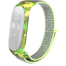 Smcase Xiaomi Mi Band 3 4 Kordon Kumaş Cırtcırt Kamuflaj Desenli Yeşil