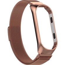 Smcase Xiaomi Mi Band 3 Kılıf Hasır Metal Kordon Bronz