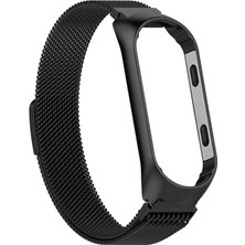 Smcase Xiaomi Mi Band 3 Kılıf Hasır Metal Kordon Siyah