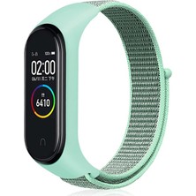 Smcase Xiaomi Mi Band 3 Kılıf Kumaş Cırtcırt Kordon Velcro Turkuaz