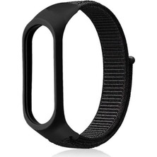 Smcase Xiaomi Mi Band 5 Kordon Kumaş Cırtcırt Kordon Velcro Siyah