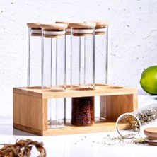 Ksv Üfleme Cam Bambu Standlı Baharatlık 6'lı UFL-110