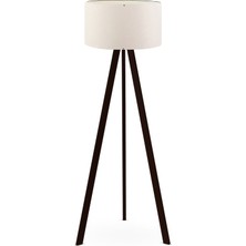 Art&Gift Tripod Ahşap Ayaklı Lambader Köşe Lambası Krem Upvc
