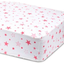 Sluupy Pink Star Fitted Bebek Çarşafı 80X130 cm