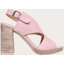 Bueno Shoes Gül Kurusu Deri Kadın Topuklu Sandalet