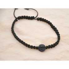 Hd Marketim Hdmarketim Lacivert Swarovski Taşlı Ayarlanabilir Örgü Siyah Ip Bileklik