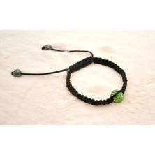 Hd Marketim Hdmarketim Yeşil Swarovski Taşlı Ayarlanabilir Örgü Siyah Ip Bileklik