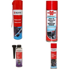 Würth Silikon Sprey+ Motor Temizleyici Sprey+ Dizel Enjektör Temizleyici+ Araç Içi Temizleyici Köpük Spreyi