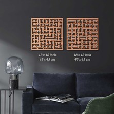 Wall Art İstanbul Felak ve Nas Suresi 2'li Set Kufi Islami Metal Tablo - Dini Duvar Tabloları - Bakır - WAM085