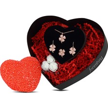 Forentina Yonca Kolye Küpe Yüzük Set - LED Kalpli Lamba PS1672