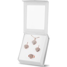 Forentina Rose Kalpli Kolye Küpe Yüzük Set PS1644