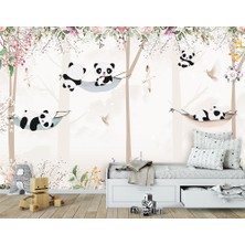 Özel Duvarlar Sevimli Pandalar Çocuk Odası Duvar Kağıdı