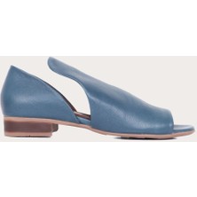 Bueno Shoes Mavi Deri Kadın Düz Sandalet