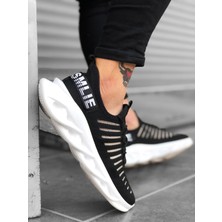 11boa BA0602 Phantom Yüksek Taban Tarz Sneakers Siyah Beyaz Erkek Spor Ayakkabısı