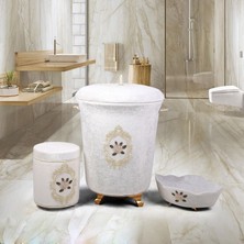 Bonny Home Shems Kadife Çeyizlik Banyo Sepeti Seti 70 Litre Yumuşak Doku ve Dantel İşlemeli