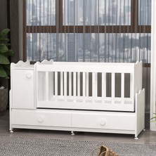 Garaj Home Pırlanta Mdfli  Büyüyen 60X120 Beşik  + Yatak- Beyaz