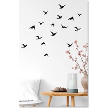 Sticker Sepetim Uçan Kuş Sürüsü Dekoratif Duvar Sticker