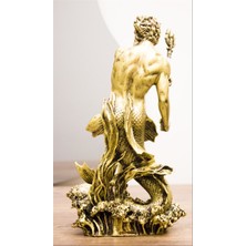 Poseidon Biblo Gold 30 cm Tasarım Mitolojik Heykel Ev Dekor